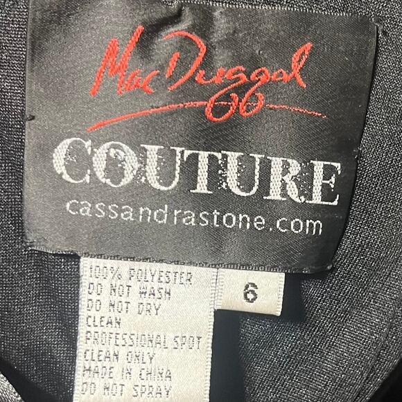 VTG Mac Duggal Couture Sz 6 One Shoulder Bow Cocktail Dress Black Mini Hoco Prom - Picture 6 of 8